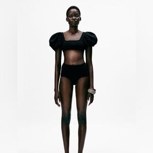 Zara - BALLOON SLEEVE BIKINI TOP in Black (size: M) with tags!